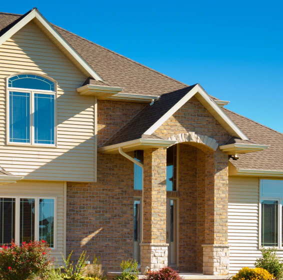 new brick home asphalt roof shingles